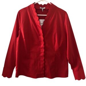 FOXCROFT Matte Sateen Blouse Scalloped Design NWT Size 12